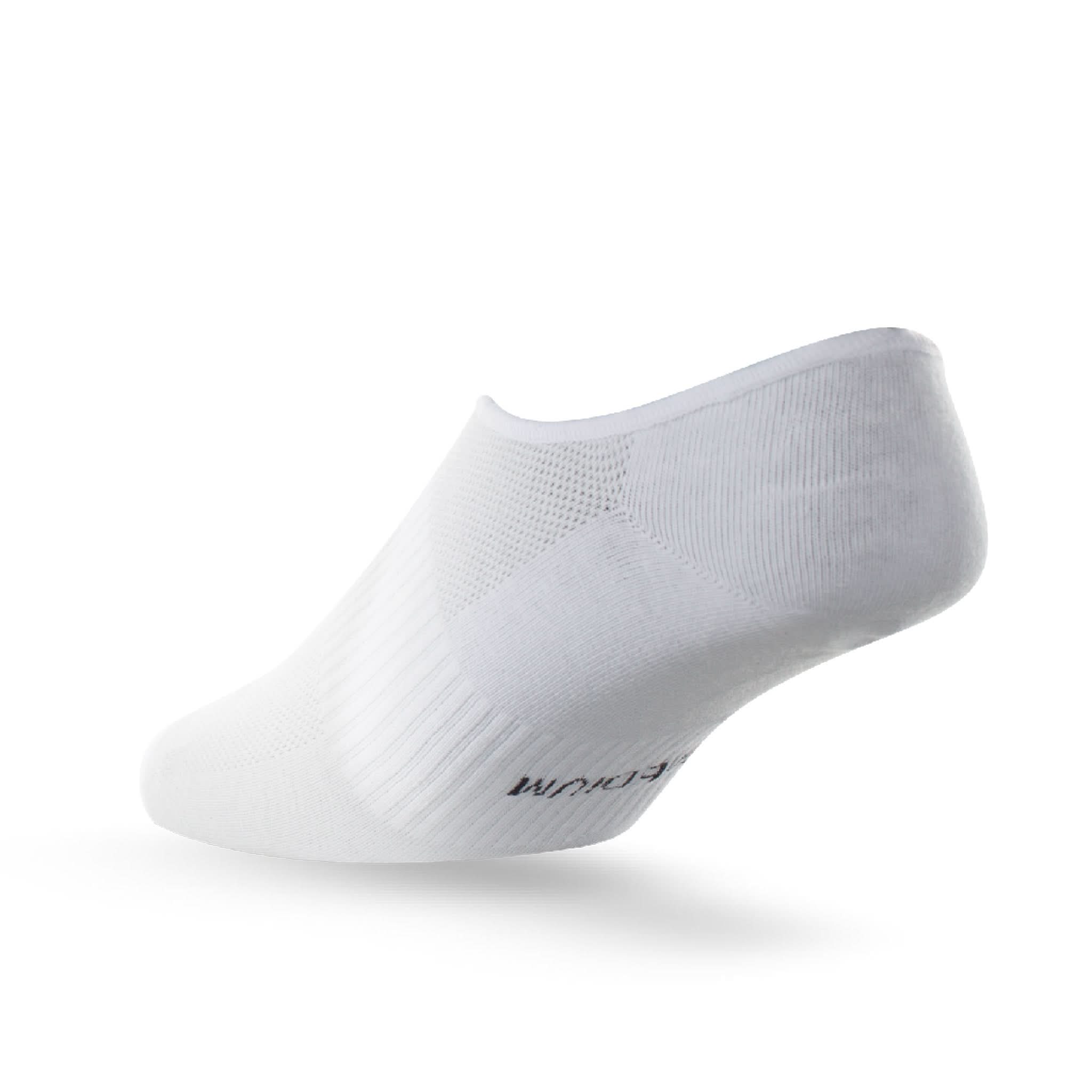 Heel view of Lightfeet Invisible White No Show Sock 