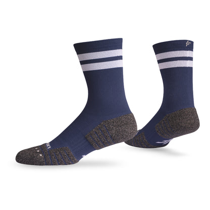Pair of Lightfeet Performance 2 Stripes Navy Half Crew Socks 