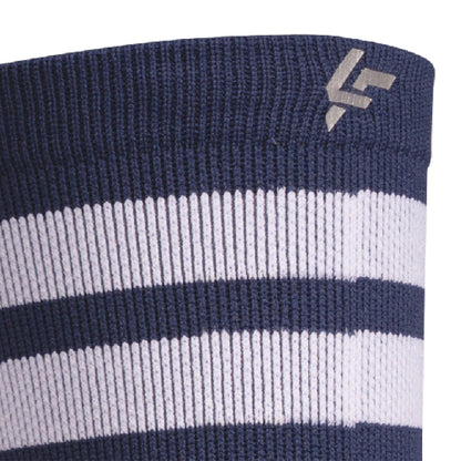 Heel view of Lightfeet Performance 2 Stripes Navy Half Crew Sock 