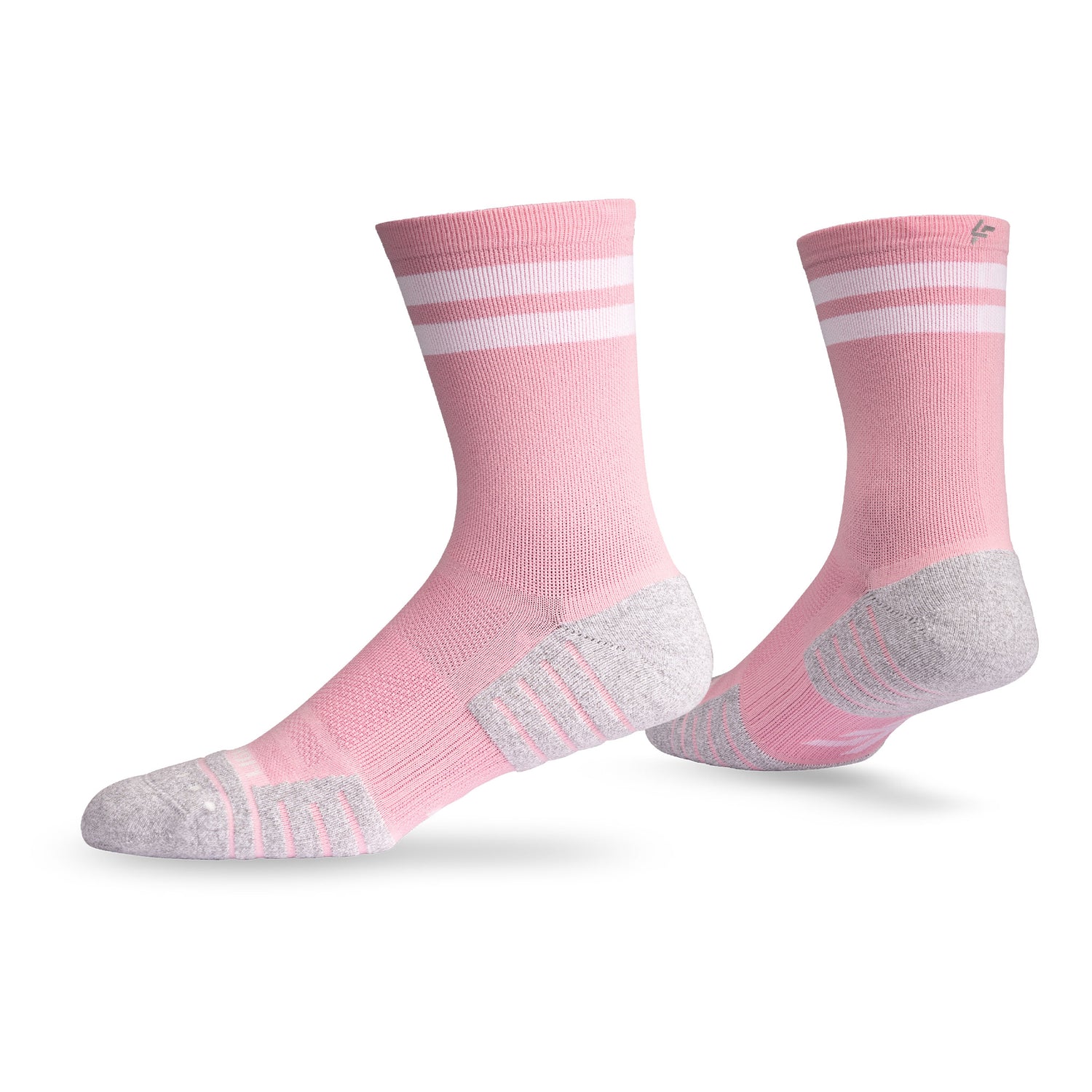 Pair of Lightfeet Performance 2 Stripes Soft Pink Half Crew Socks 