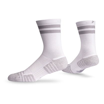 Pair of Lightfeet Performance 2 Stripes White Half Crew Socks 