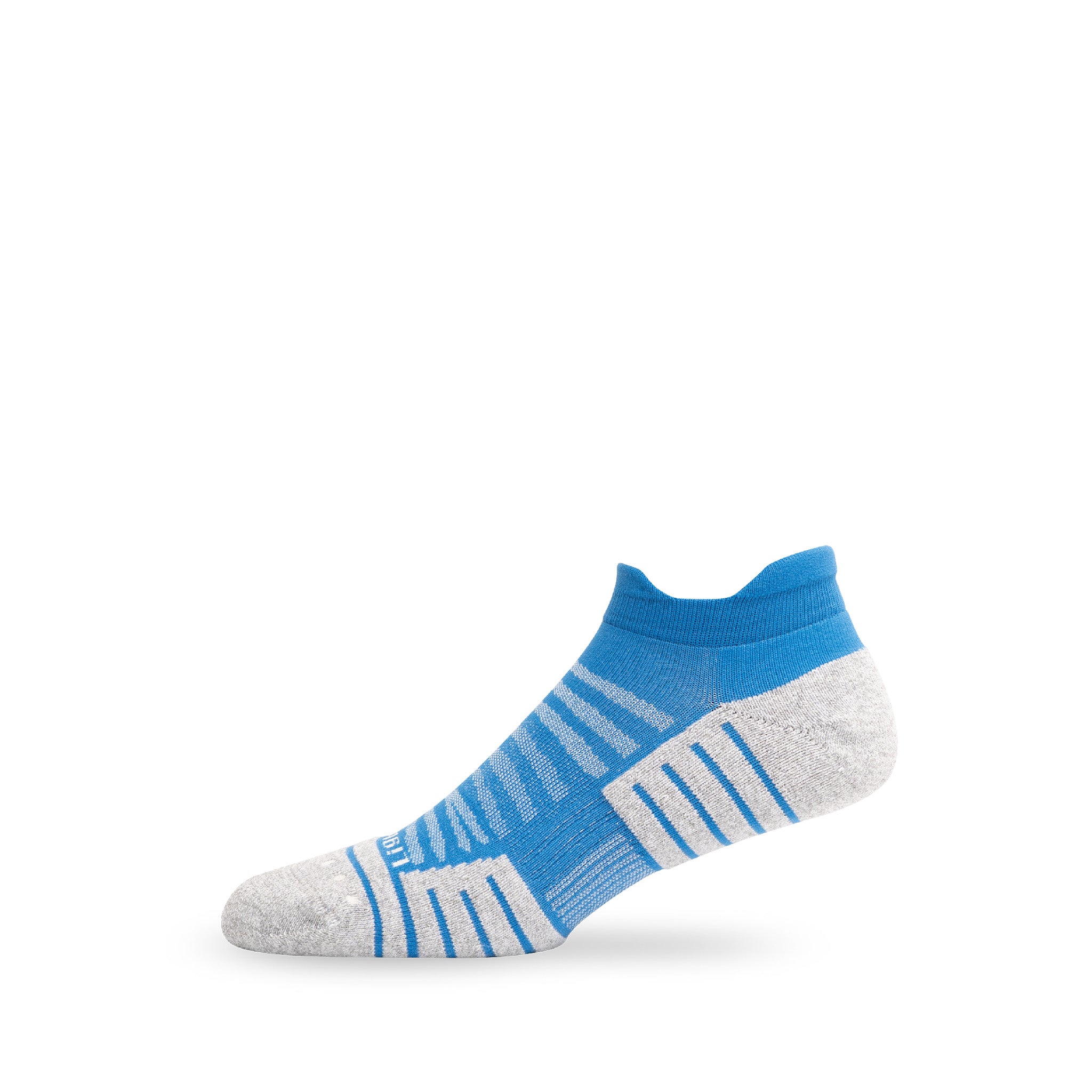 Side view of Lightfeet Performance Blue Ankle Sock 