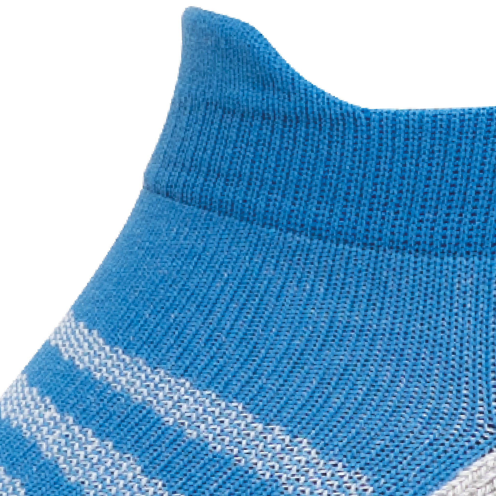 Close up view of mesh on Lightfeet Performance Blue Ankle Sock 