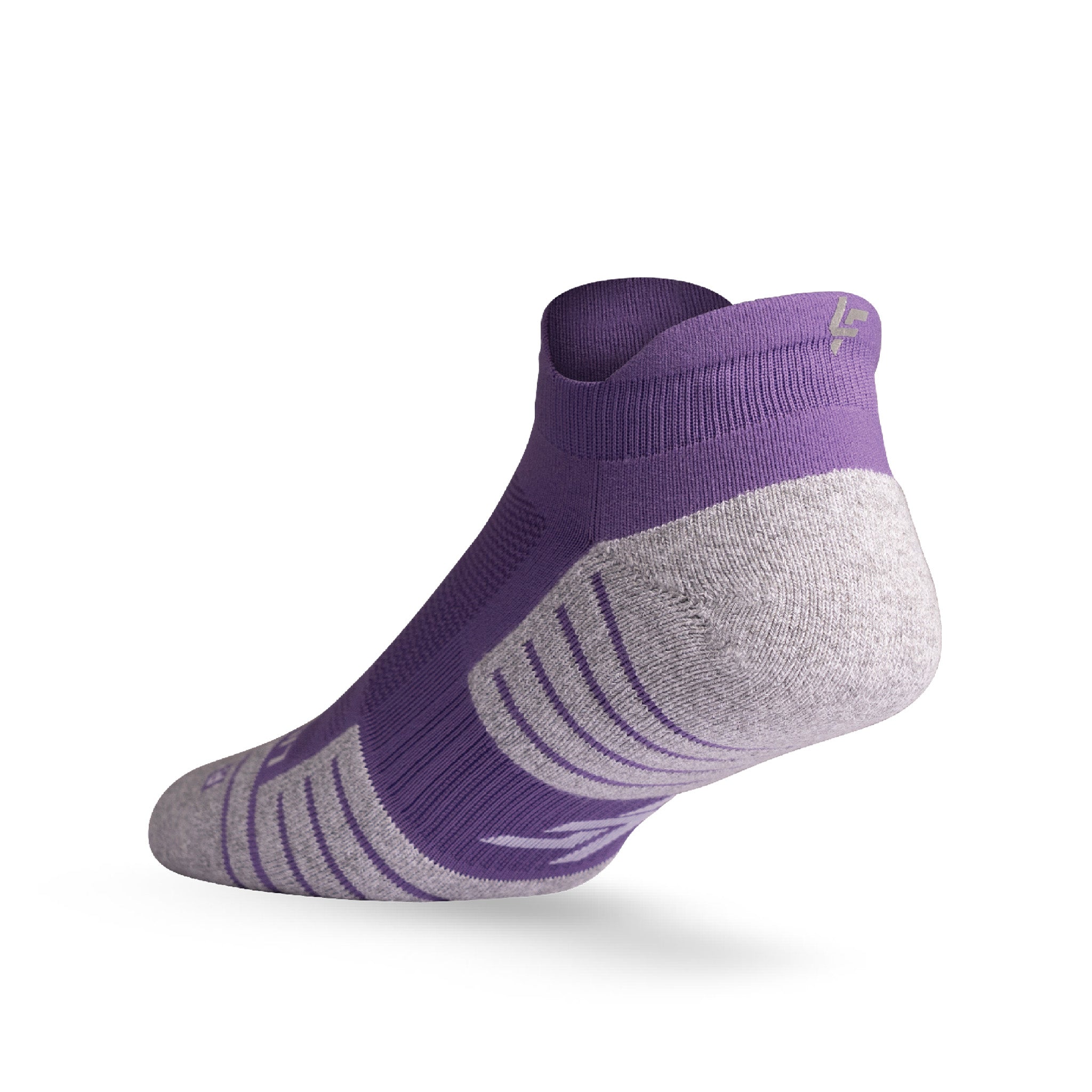 Heel view of Lightfeet Performance Violet Ankle Sock 