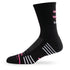 Side view of Lightfeet Performance Do More Of What You Love Black Pink White Crew Socks 