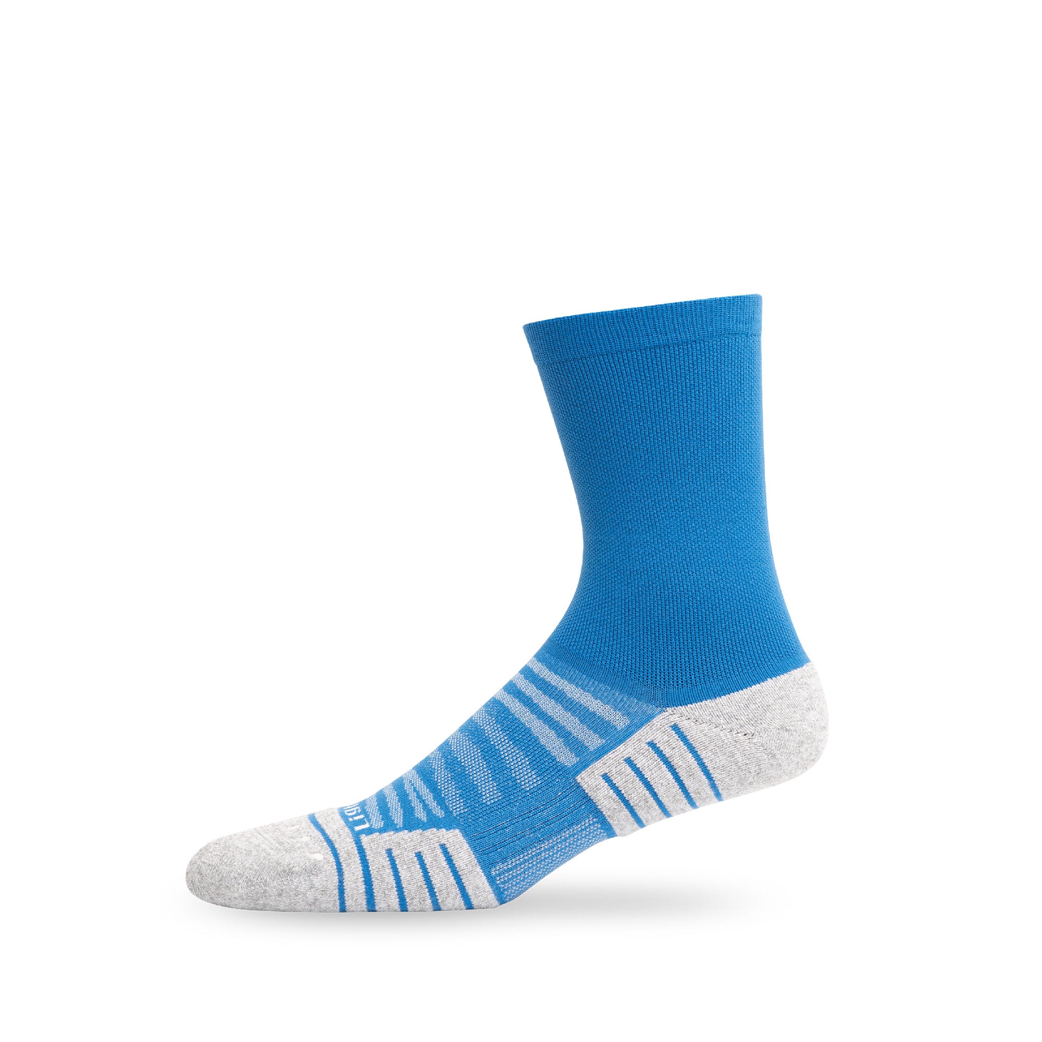 Side view of Lightfeet Performance Blue Half Crew Sock 