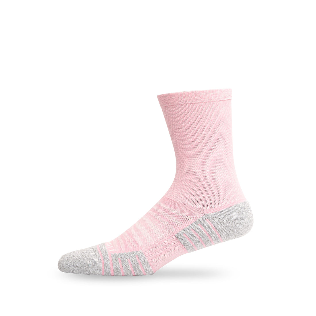 Side view of Lightfeet Performance Soft Pink Half Crew Sock 