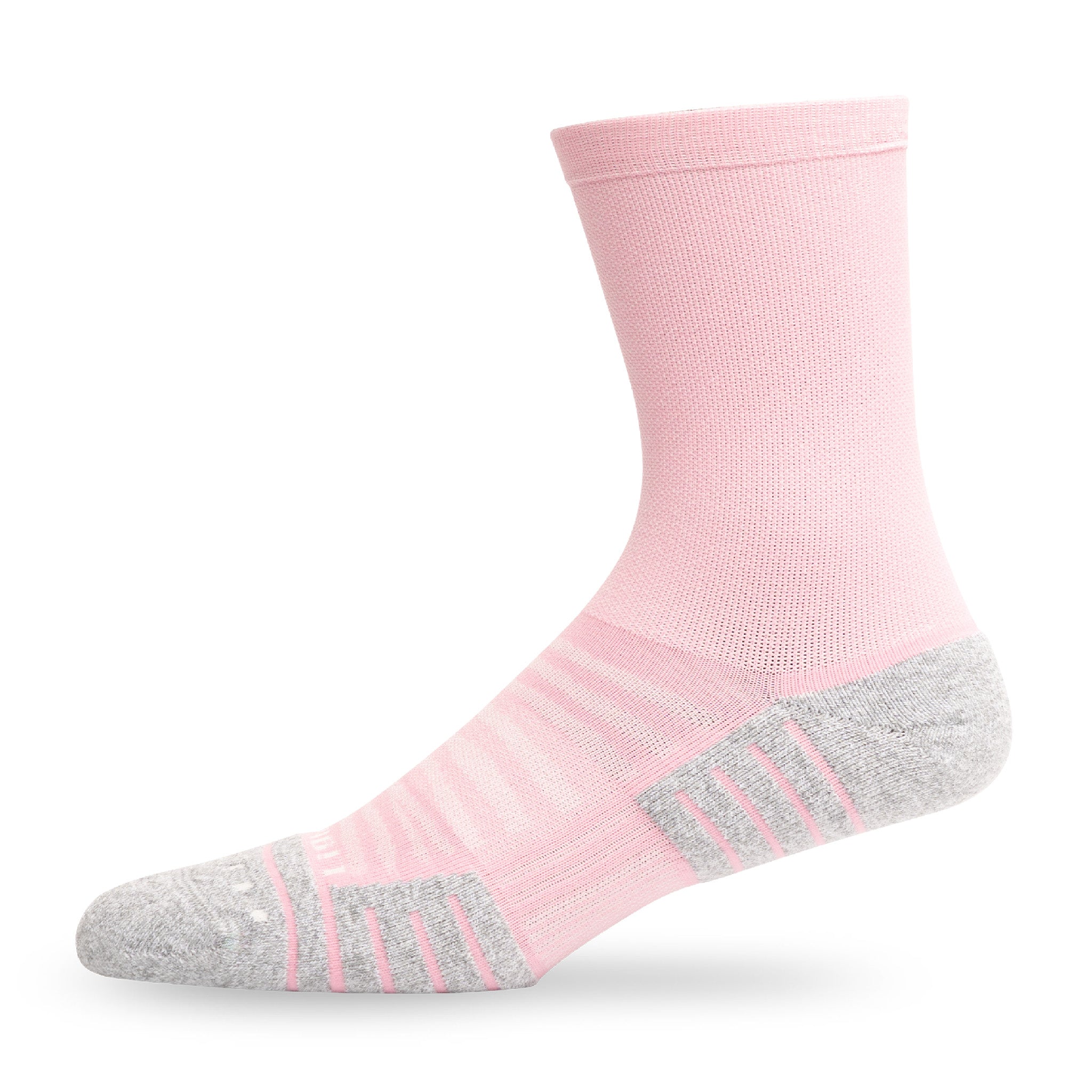 Side view of Lightfeet Performance Soft Pink Half Crew Sock 