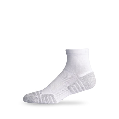 Side view of Lightfeet Performance White Quarter Crew Sock 