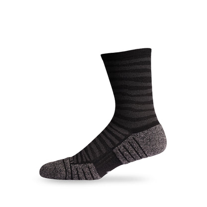 Side view of Lightfeet Performance Raster Black Half Crew Sock 