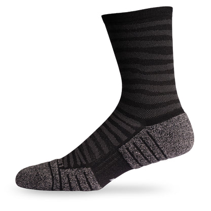 Side view of Lightfeet Performance Raster Black Half Crew Sock 