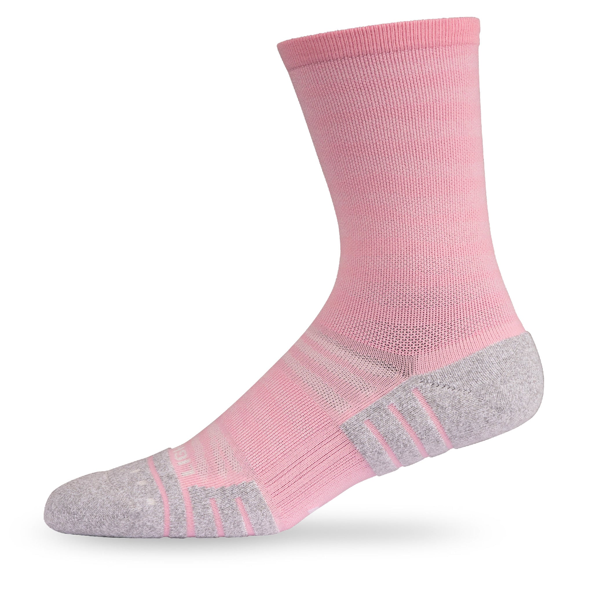 Side view of Lightfeet Performance Raster Soft Pink Half Crew Sock 