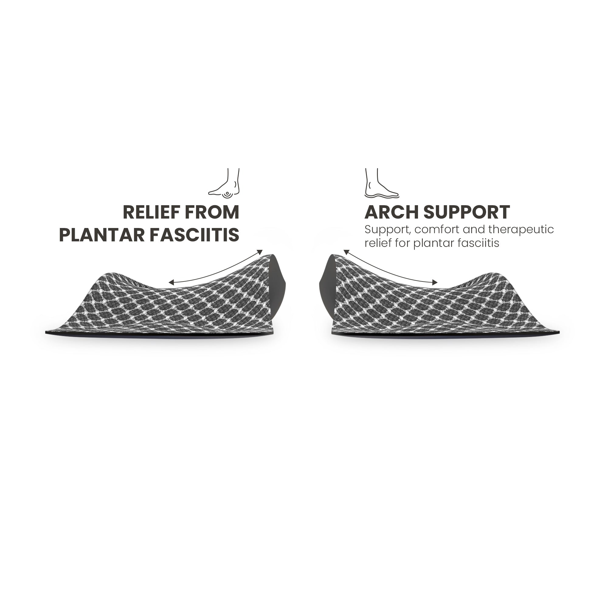 Front view showing the arch contour of a pair of Lightfeet Plantar Fasciitis Orthotic Insoles