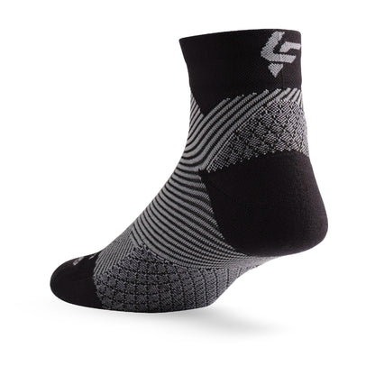 Heel view of Lightfeet Plantar Fasciitis Black Quarter Socks 
