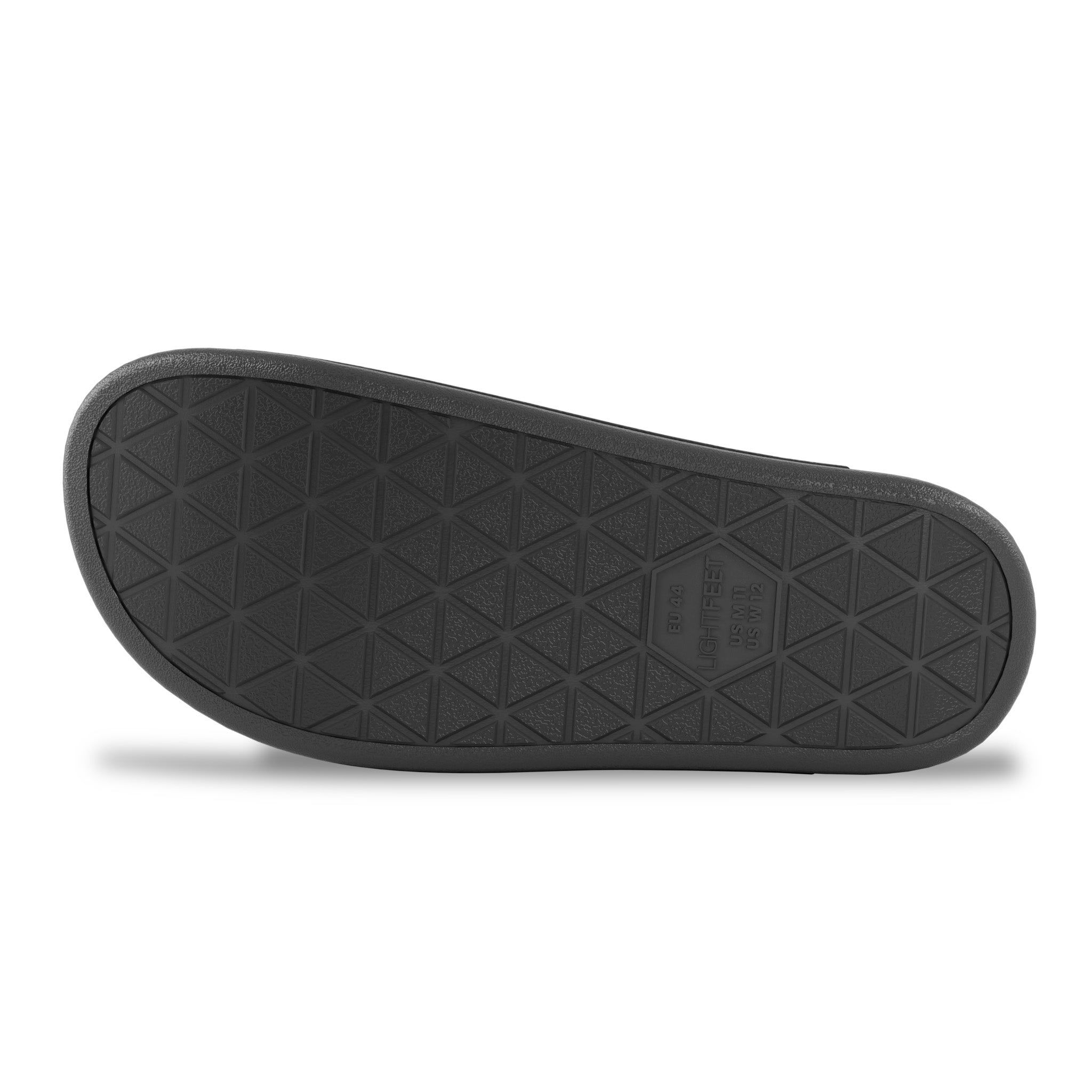 Outsole view of black Lightfeet Single Strap Slide