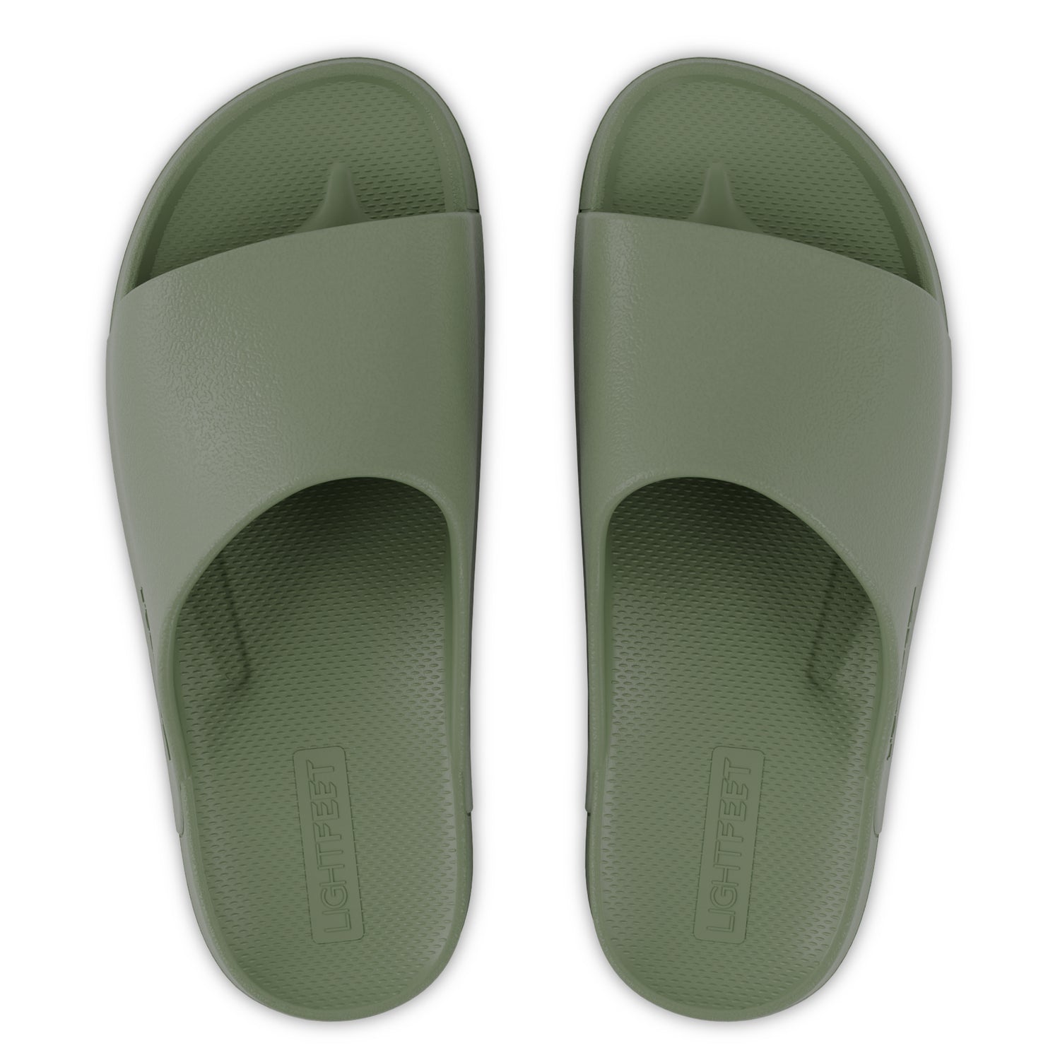 Top view of khaki Lightfeet Single Strap Slide